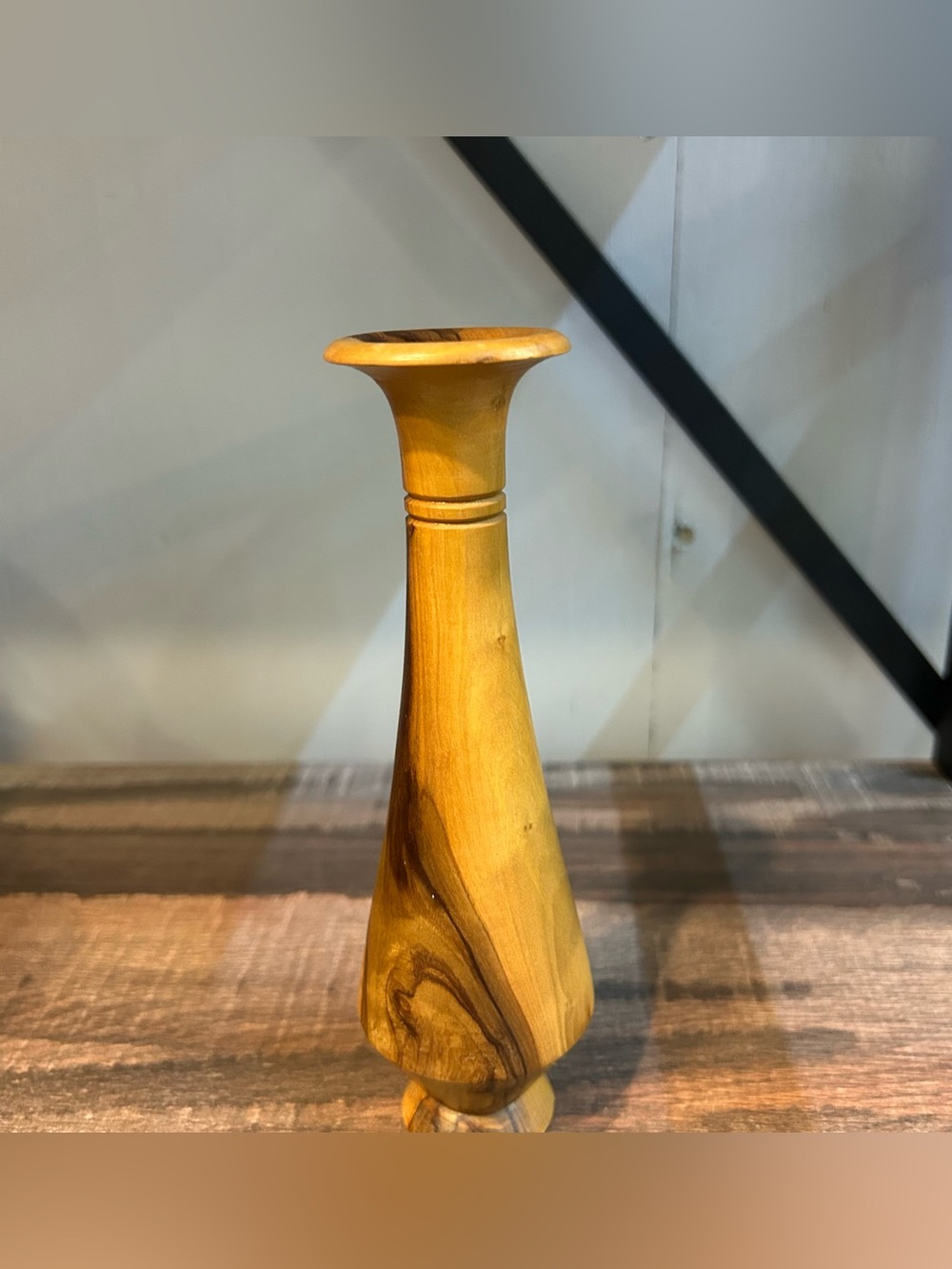 Hand Turned Wooden‎ Vase Soft Grain Natural Texture-Single Stem Flowers